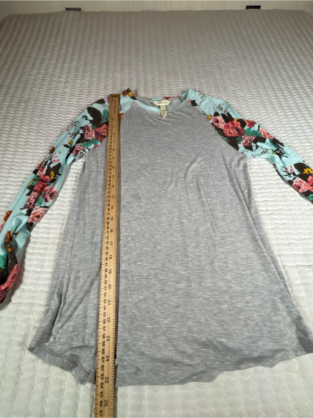 Matilda Jane Small Floral Raglan Sleeve Top Gray Mint Blue Boho Cottagecore - Picture 6 of 6